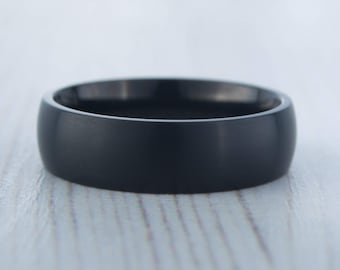 6mm Black Zirconium with matte brushed finish - wedding ring band for men and women