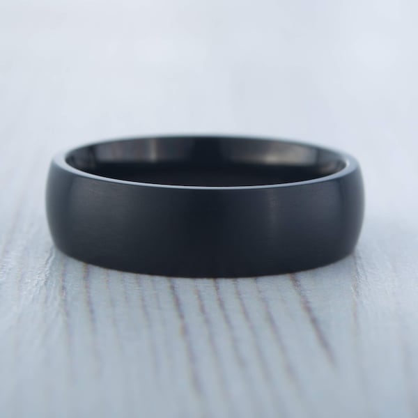 6mm Black Zirconium with matte brushed finish - wedding ring band for men and women