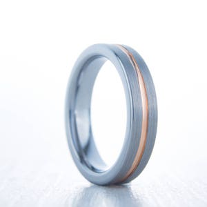 4mm 14K Rose Gold and Brushed Titanium Couples Wedding ring band for men and women