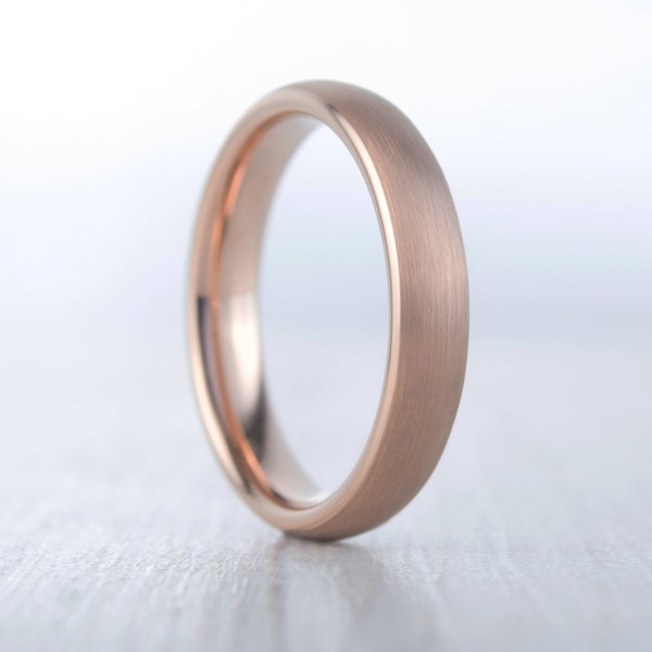 4mm 14K Rose Gold and Brushed Titanium Wedding ring band for men and women