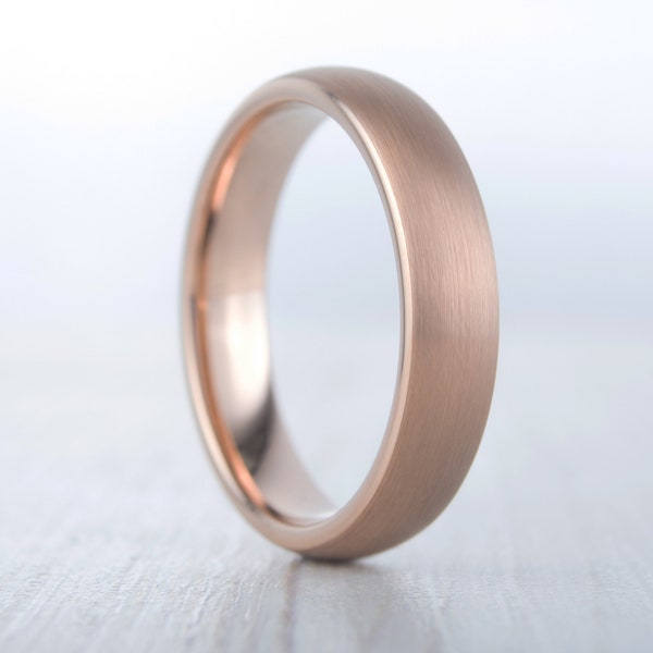 5mm 14K Rose Gold and Brushed Titanium Wedding ring band for men and women