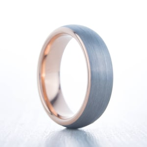 5mm 14K Rose Gold and Brushed Titanium Wedding ring band for men and women