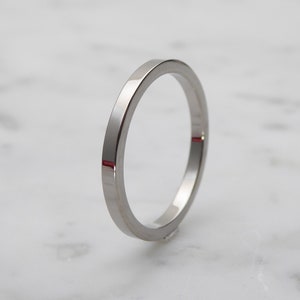 2mm Titanium Flat / Square Shape Plain band Wedding Ring polished and brushed finishes available