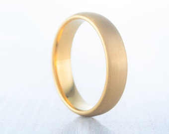 5 mm 18K geelgoud en geborsteld titanium trouwringband voor mannen en vrouwen