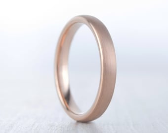 3mm wide 14K Rose Gold and Brushed Titanium Wedding ring band for men and women