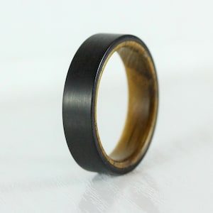 6mm Titanium & Whiskey barrel wood Wedding ring band for men and women