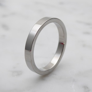 3mm Titanium Flat / Square Shape Plain band Wedding Ring in either polished or matte brushed finish