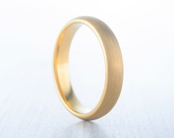 Bague de mariage brossée en or jaune 18 carats et titane de 3 mm pour hommes et femmes