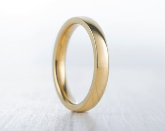 3mm Wide, filled 18ct Yellow gold Plain Wedding band Ring - gold ring