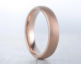 5mm 14K Rose Gold and Brushed Titanium Wedding ring band for men and women