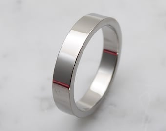 4mm Titanium Flat / Square Shape Plain band Wedding Ring polished and brushed finishes