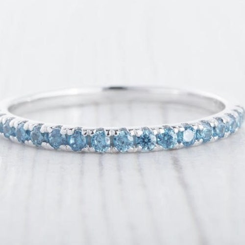 1 Ctw Half Eternity Wedding Band Engagement Ring Man Made Etsy