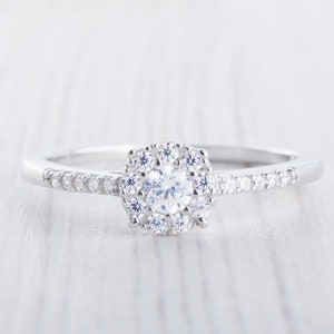 Genuine Moissanite Engagement Ring Available in Sterling Silver or White Gold Filled Handmade image 1