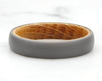 Bague de mariage en titane et bois de baril de whisky, 5mm, pour hommes et femmes