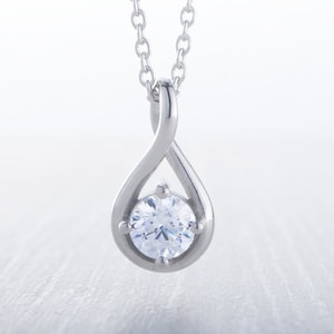 Twist style Necklace pendant with Moissanite  - available in 5mm, 6mm stone sizes - titanium