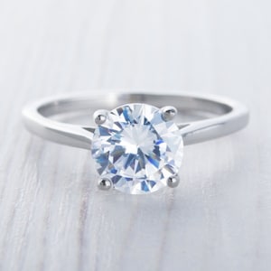 1.5ct Man Made Diamond Simulant cathedral solitaire ring in Titanium or White Gold - engagement ring - wedding ring - handmade ring