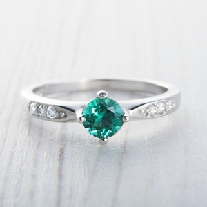 Natural Emerald Solitaire Engagement Ring Available in - Etsy