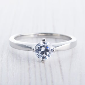Titanium and Man Made Diamond Simulant solitaire ring - engagement ring - wedding ring