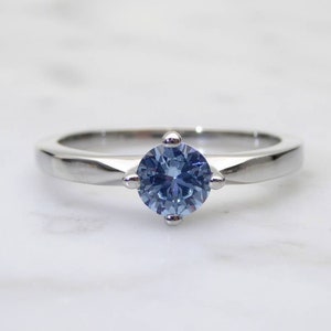 Natural Blue Topaz solitaire ring - available in titanium or white gold - engagement ring - wedding ring