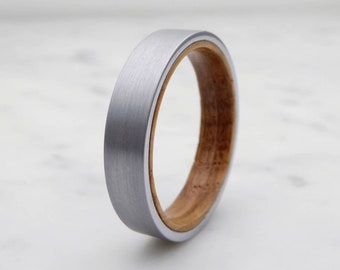 Alliance de 5 mm en titane et tonneau de whisky pour homme et femme