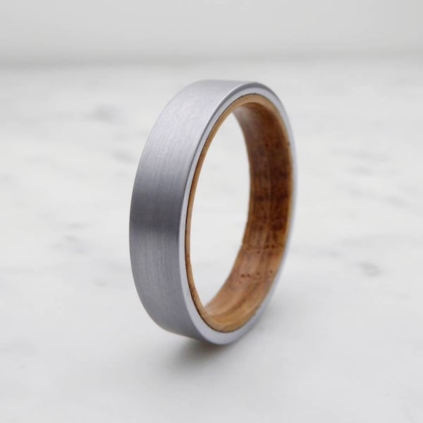 5mm Titanium & Whisky Fass Holz Ehering Band für Männer und Frauen