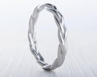 3mm Braided weave Ring available in titanium and white gold filled - wedding ring - wedding band - promise ring