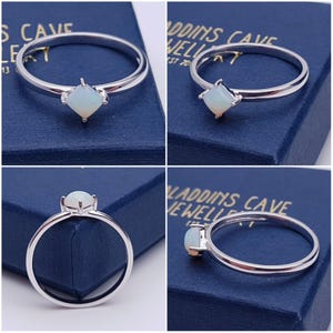 Size 7 (UK N1/2) 9K Solid white gold & Opal solitaire engagement ring