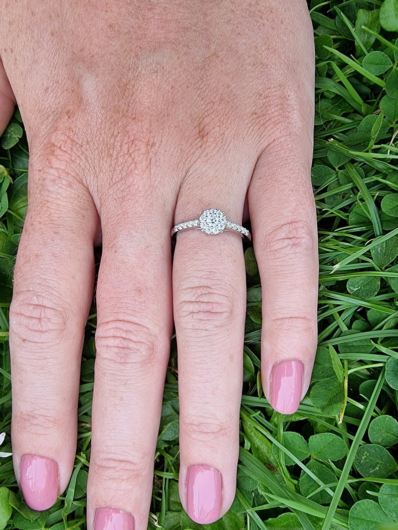 Genuine Moissanite Engagement Ring Available in Sterling Silver or White Gold Filled Handmade image 7