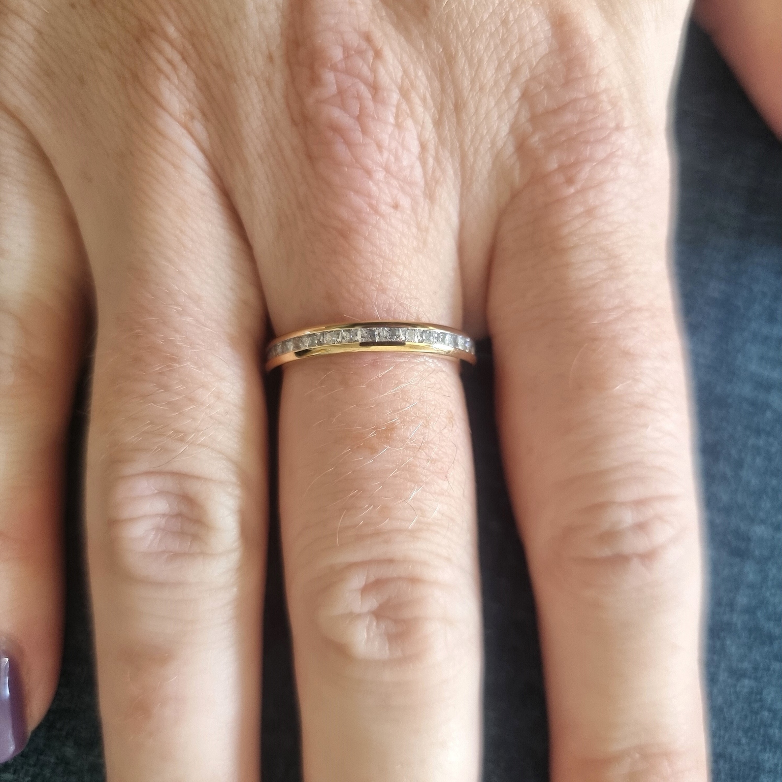 3mm Wide Princess Cut Man Made Diamond Simulant Full Eternity Ring in ...