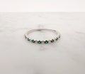 1.8mm wide Natural Emerald and diamond Half Eternity stacking ring in titanium, white gold or Silver - stacking ring - wedding band