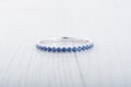 1.8mm wide Lab Blue Sapphire Half Eternity ring in white gold or Silver - stacking ring - wedding band - handmade engagement ring