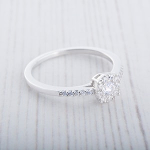Genuine Moissanite Engagement Ring Available in Sterling Silver or White Gold Filled Handmade image 2