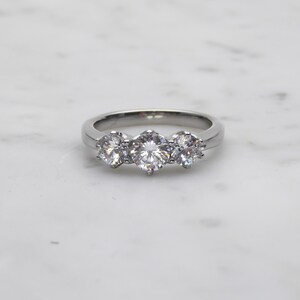Genuine moissanite Vintage style 3 stone trilogy ring - engagement ring - wedding ring image 5