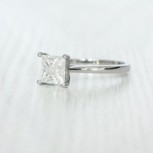 1ct Princess Cut Solitaire cathedral ring in Titanium or White Gold - Moissanite or Simulated diamond image 3