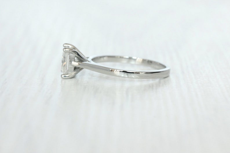 1ct Princess Cut Solitaire cathedral ring in Titanium or White Gold - Moissanite or Simulated diamond image 4
