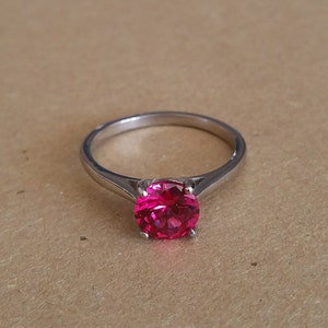 1.5ct Lab Pink Sapphire solitaire ring in Titanium or White Gold - engagement ring - wedding ring - handmade ring