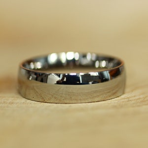 High Quality 6mm wide court shape/Comfort Fit 18k white gold filled Mens / Womens Plain band Wedding Ring