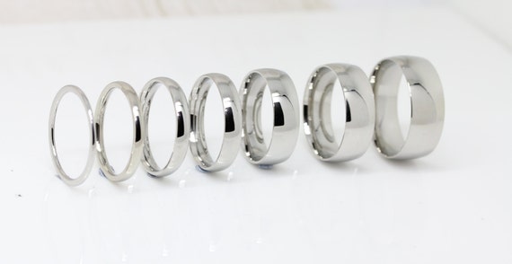 AR001 Stainless Steel 316L High Polished Wedding Band Ring 3mm-8mm Wide  Sizes 4.5-14 