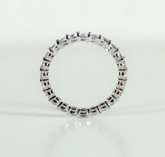 White Sapphire 2.5mm Wide Full Eternity Ring Stacking Ring Wedding