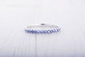 Natural Tanzanite 1.8mm wide Half Eternity ring  in white gold or Silver - stacking ring - wedding band - handmade engagement ring