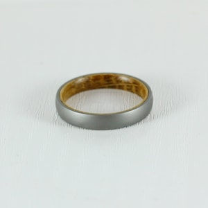 4mm Titanium & Whiskey barrel wood Wedding ring band for men and women image 3