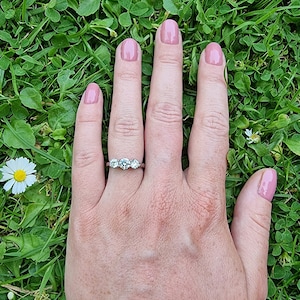 Genuine moissanite Vintage style 3 stone trilogy ring - engagement ring - wedding ring image 7