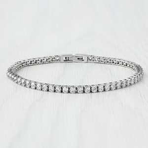 3 mm PURE TITANIUM Tennisarmband mit künstlichen Diamanten - Längen 14-20 cm