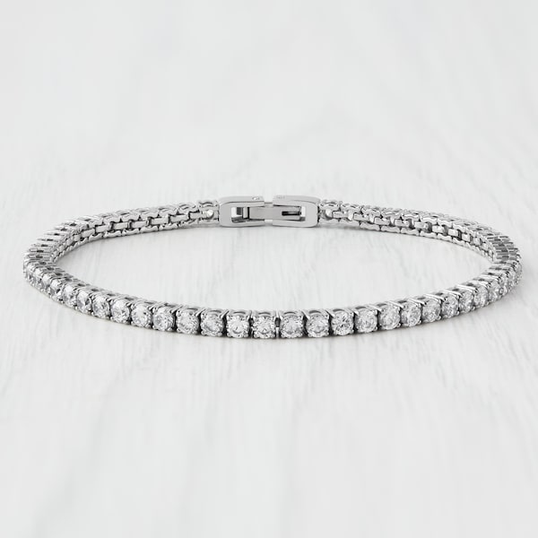 3mm PURE TITANIUM tennis bracelet with simulated diamonds - 14-20cm lengths