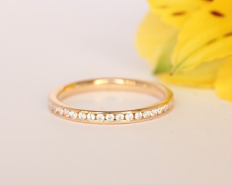 Genuine Moissanite 2.5mm wide full eternity ring avalable in Etsy
