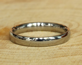 3mm Titanium Comfort Fit / Court Shape Plain band Wedding Ring in either polished or matte finish