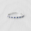 1.8mm wide Lab Blue & White Sapphire Half Eternity ring in titanium, white gold or Silver - stacking ring - wedding band