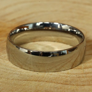 High Quality 6mm wide court shape/Comfort Fit 18k white gold filled Mens / Womens Plain band Wedding Ring image 2