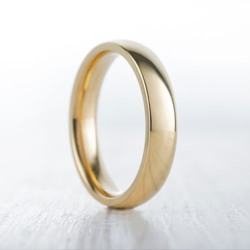 4mm Filled 18ct Yellow Gold Plain Wedding Band Ring - Gold Ring - Etsy