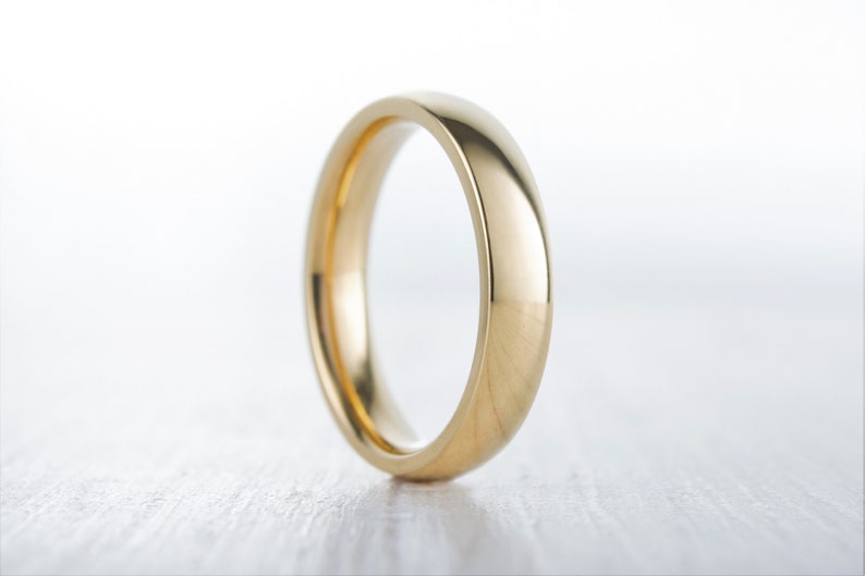 4mm filled 18ct Yellow gold Plain Wedding band Ring gold ring image 1